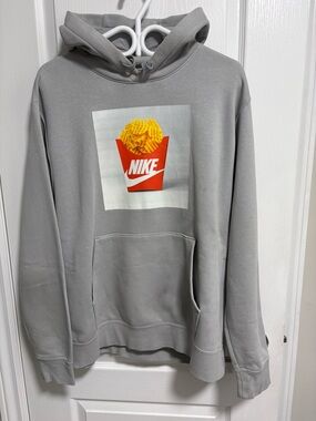 Nike Gray Hoodie with Red Fry-Box Graphic